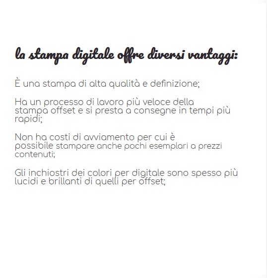 Vantaggi della stampa digitale